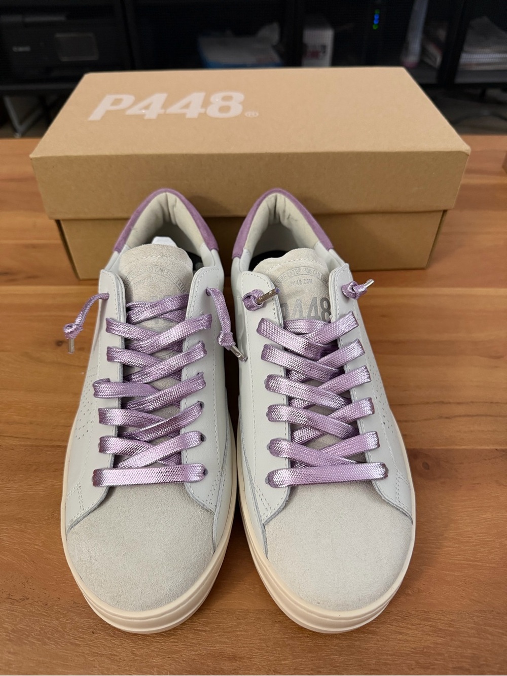 P448 Women's John Leather Sneakers-Lilac-size 39